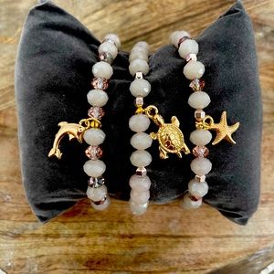 White Sand Charm Bracelet Set